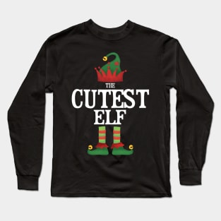 Cutest Elf Matching Family Group Christmas Party Pajamas Long Sleeve T-Shirt